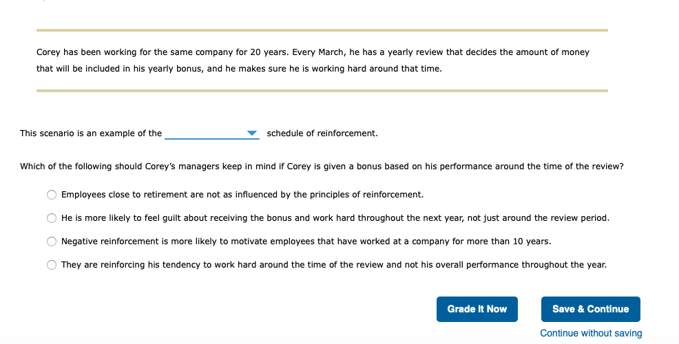 Corey has been working for the same company for