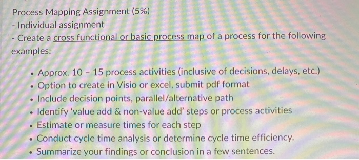 Process Mapping Assignment (5%) - Individual