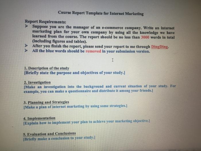 please help us to do report template for internet