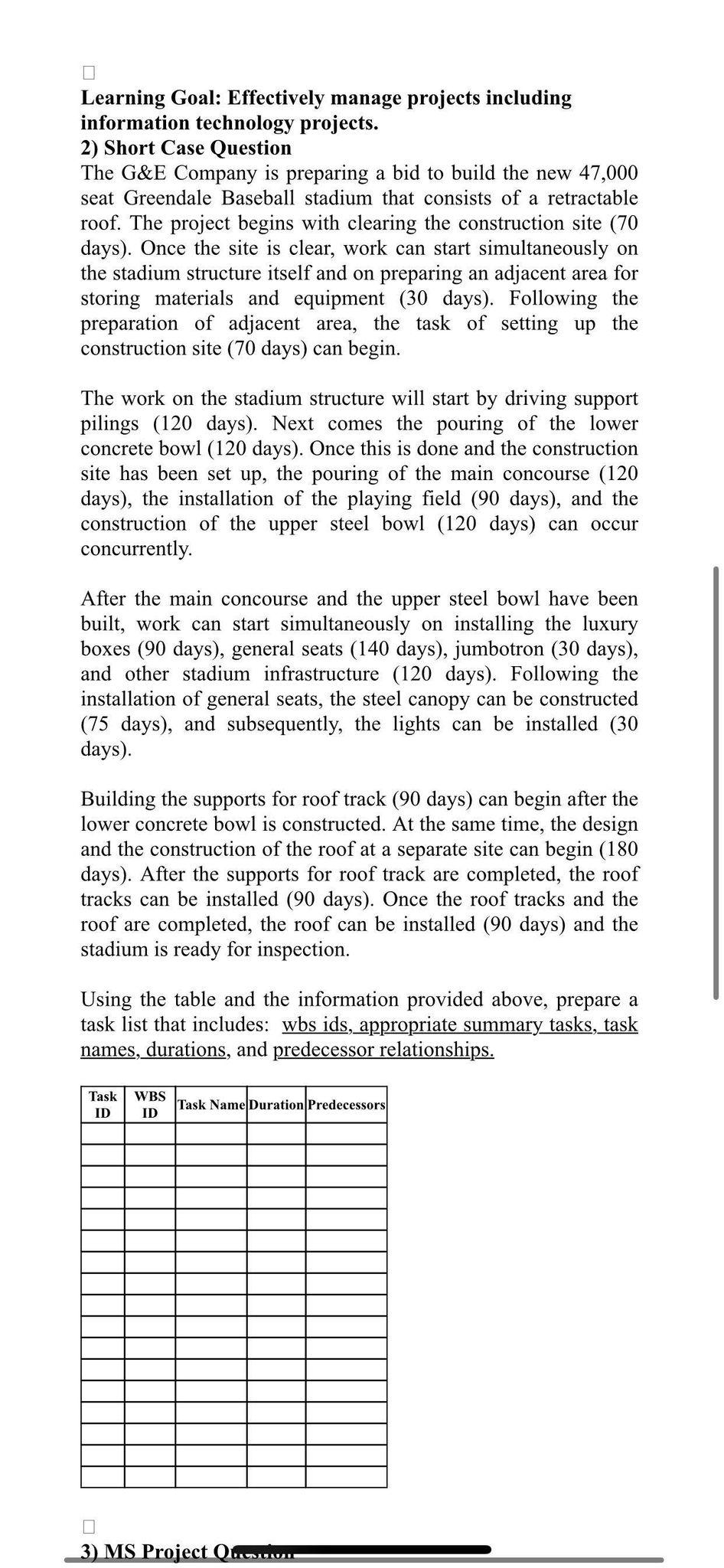 D Learning Goal: Effectively manage projects