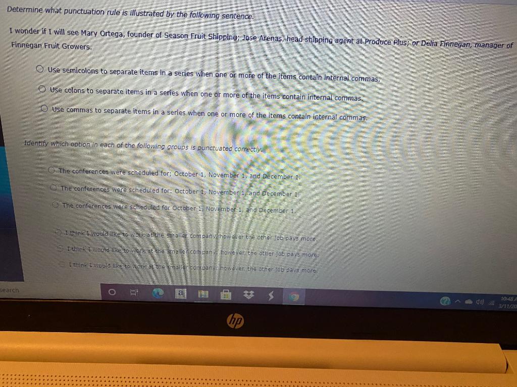 Determine what punctuation rule is illustrated by