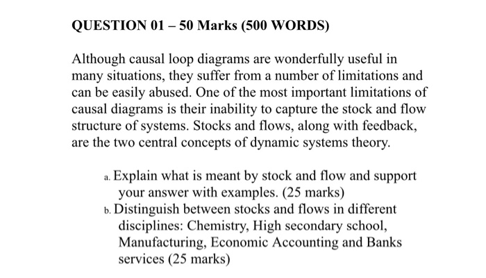 QUESTION 01 - 50 Marks (500 WORDS) Although
