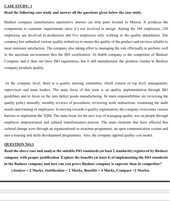 CASE STUDY: 1 Read the following case study and