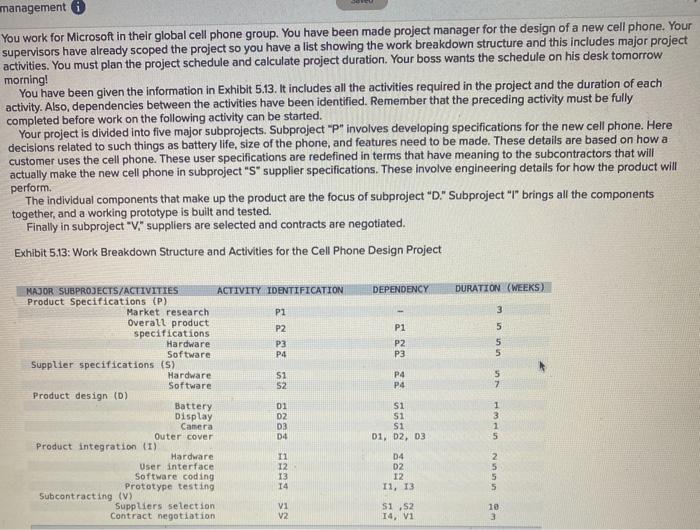 management You work for Microsoft in their global