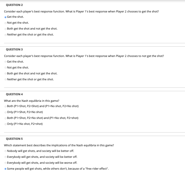 QUESTION 1 Consider the flu shot game. Write the