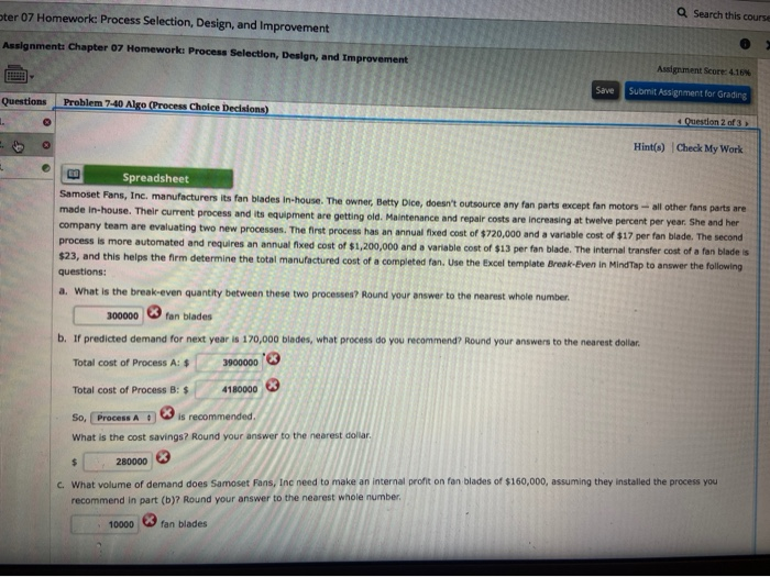 ter 07 Homework: Process Selection, Design, and