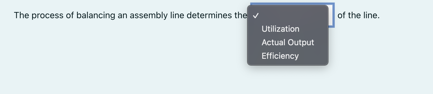 The process of balancing an assembly line