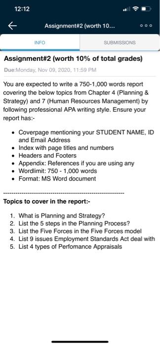 12:12 Assignment#2 (worth 10... OOO INFO