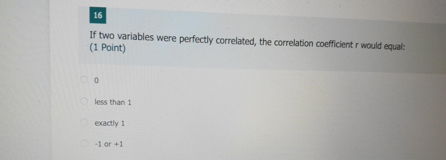 16 If two variables were perfectly correlated,