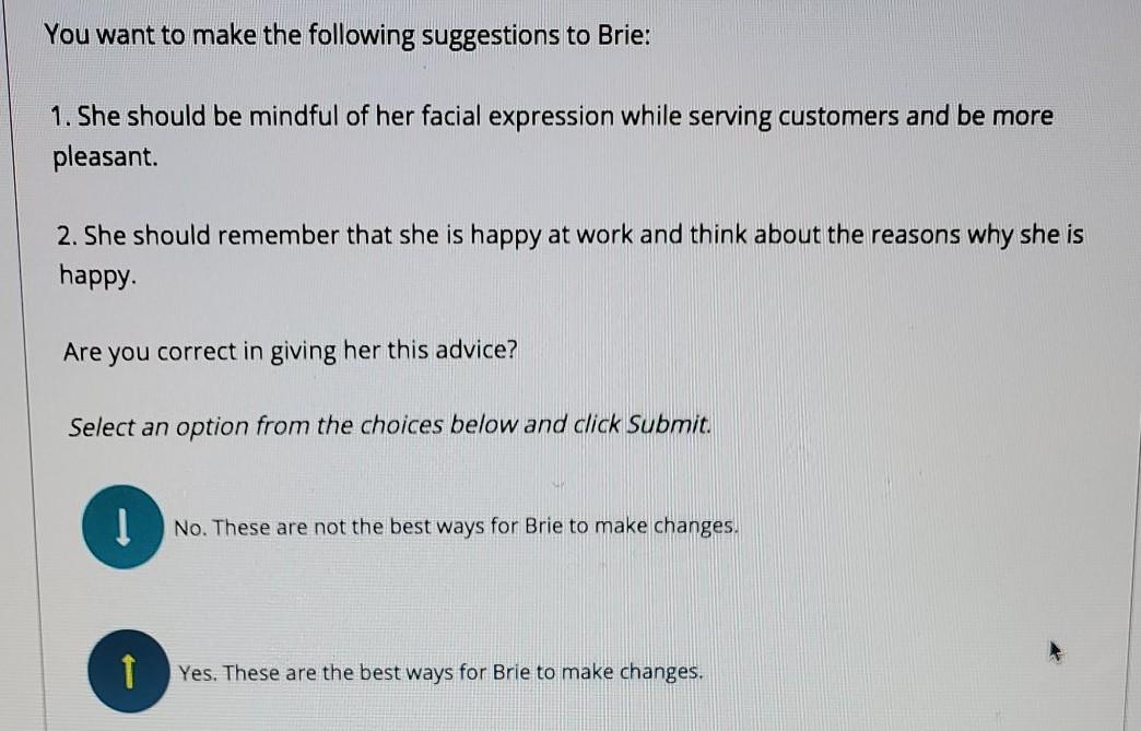 You want to make the following suggestions to