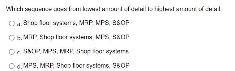 Which sequence goes from lowest amount of detail