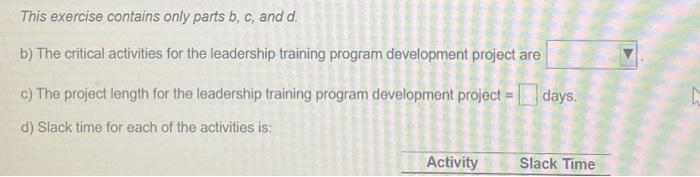 Time (days) Activity Immediate Predecessor(s) A B