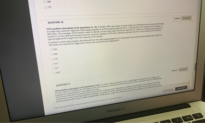 QUESTION 15 5 points (This problem description is