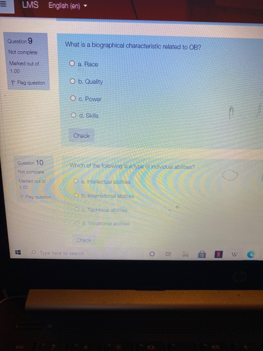 chose please LMS English (en) Question 9 What is