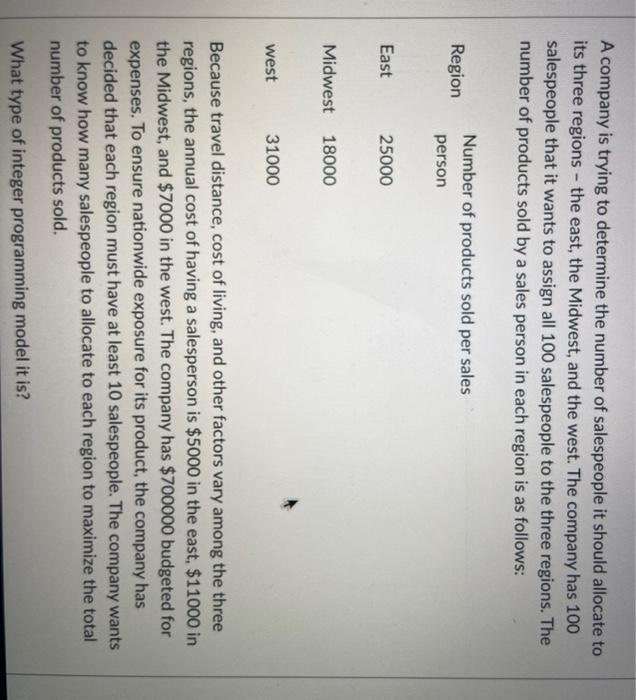 A company is trying to determine the number of