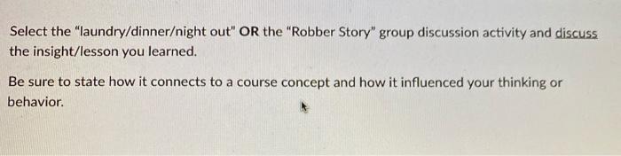 28 Select the "laundry/dinneright out" OR the
