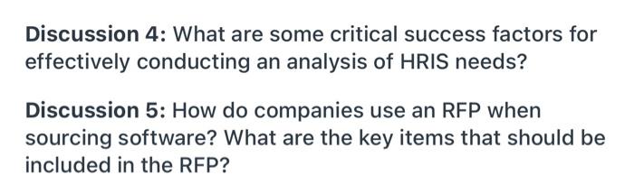 Discussion 4: What are some critical success