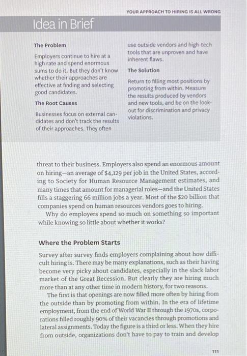 Based on what you read, "Your Approach to Hiring