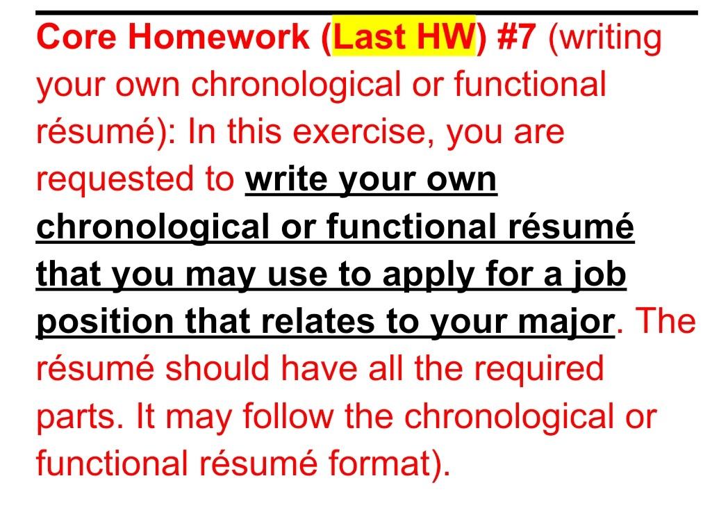 Core Homework (Last HW) #7 (writing your own