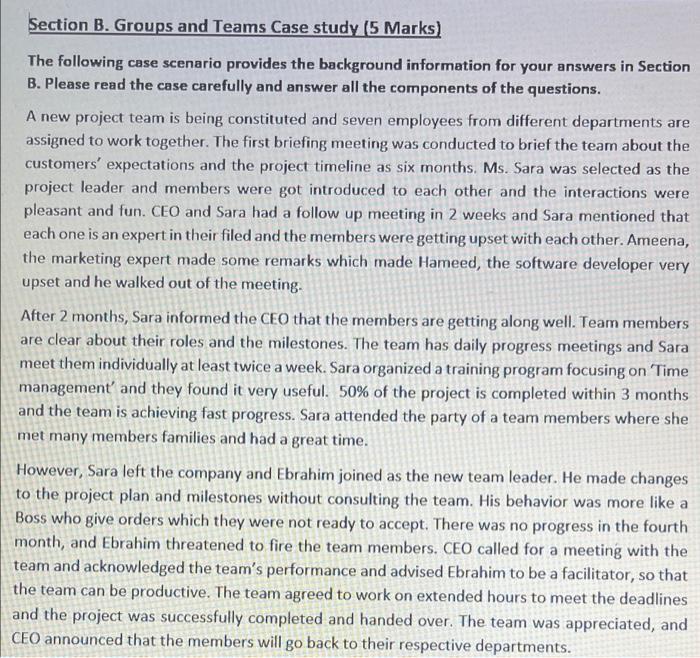 please i have 1 hour Section B. Groups and Teams