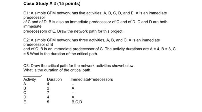 Q2?? Case Study # 3 (15 points) Q1: A simple CPM