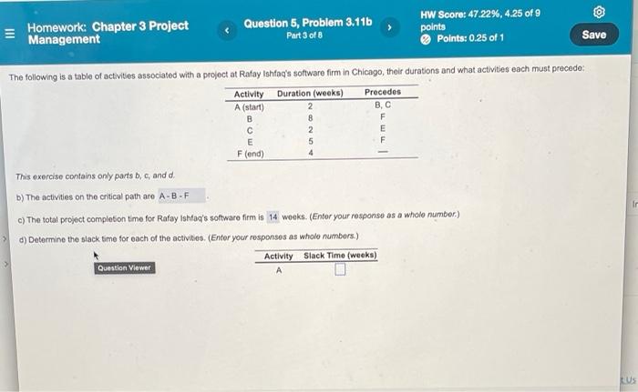 Homework: Chapter 3 Project Question 5, Problem