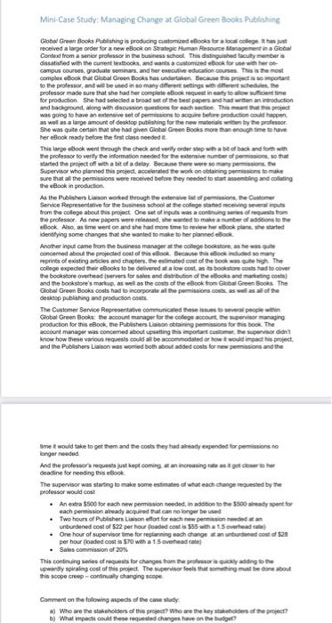 Mini-Case Study: Managing Change at Giobal Green