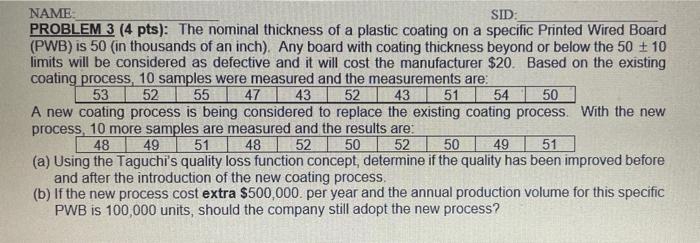 NAME: SID: PROBLEM 3 (4 pts): The nominal