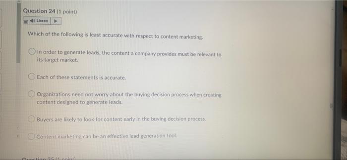 i need this quickly i will like. Question 24 (1