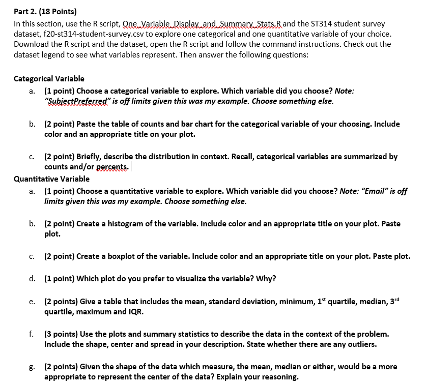 Part 2. (18 Points) In this section, use the