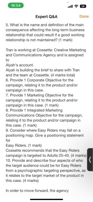 Expert Q\&A PART 1: Short Answer (20 marks total)