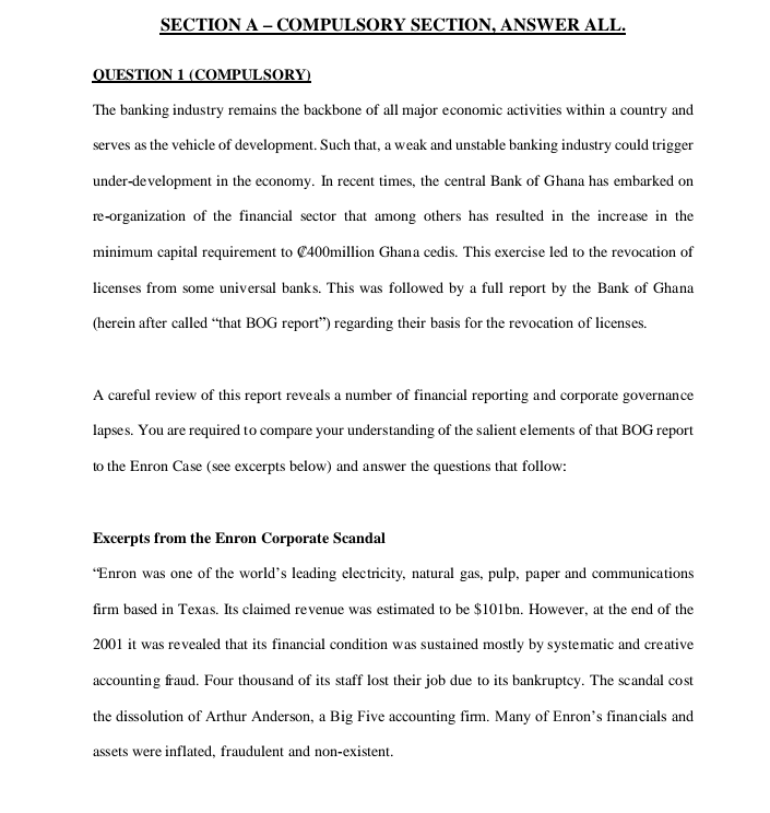 SECTION A - COMPULSORY SECTION, ANSWER ALL.