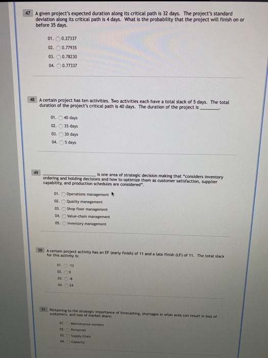 39 Activity F has one predecessor activity: