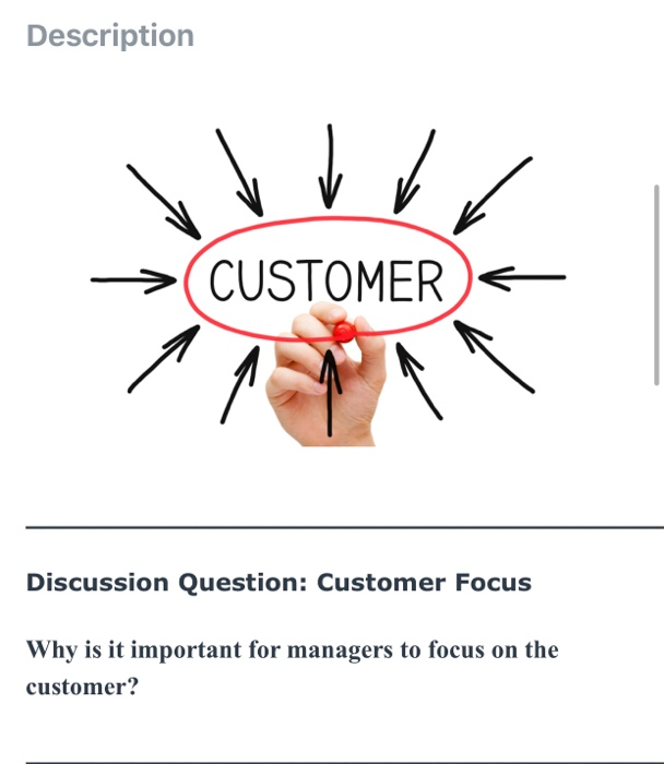 Description CUSTOMER Discussion Question: