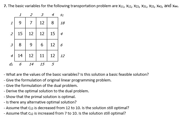 7. The basic variables for the following