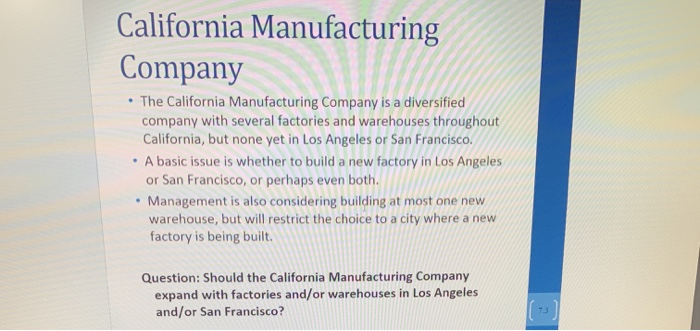 Reconsider the California Manufacturing Co.case