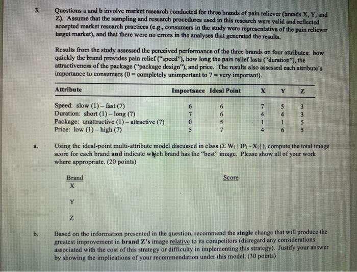 3. Questions a and b involve market research