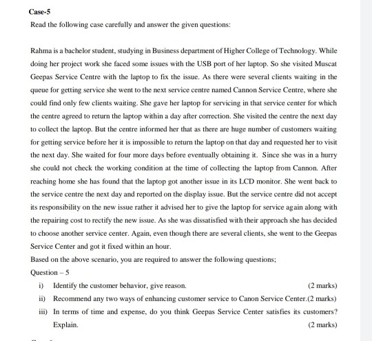 Case-5 Read the following case carefully and