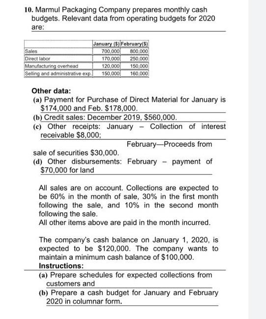 Please solve very fast 10. Marmul Packaging