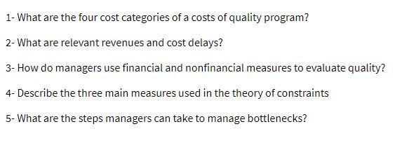 1- What are the four cost categories of a costs