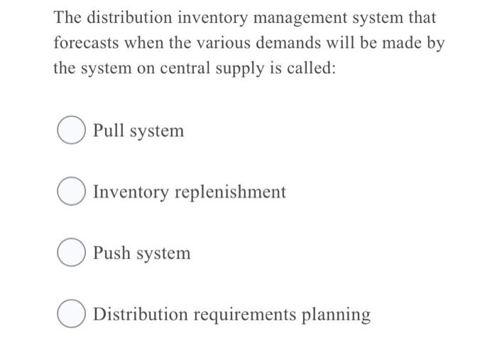 The distribution inventory management system that
