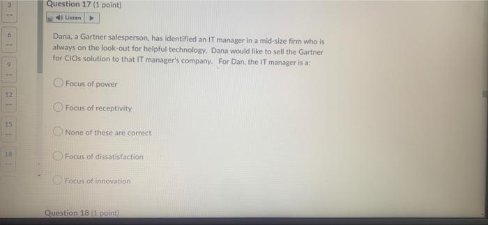 i need this quickly i will like. Question 17 (1