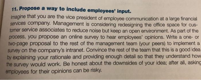 propose a way on how to include the employees