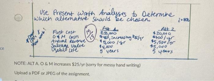 Use Present worth Analysis to Determine which