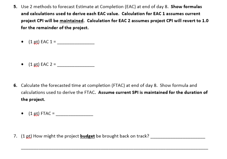 Section 2: Value is 24 points. 1. Given the table