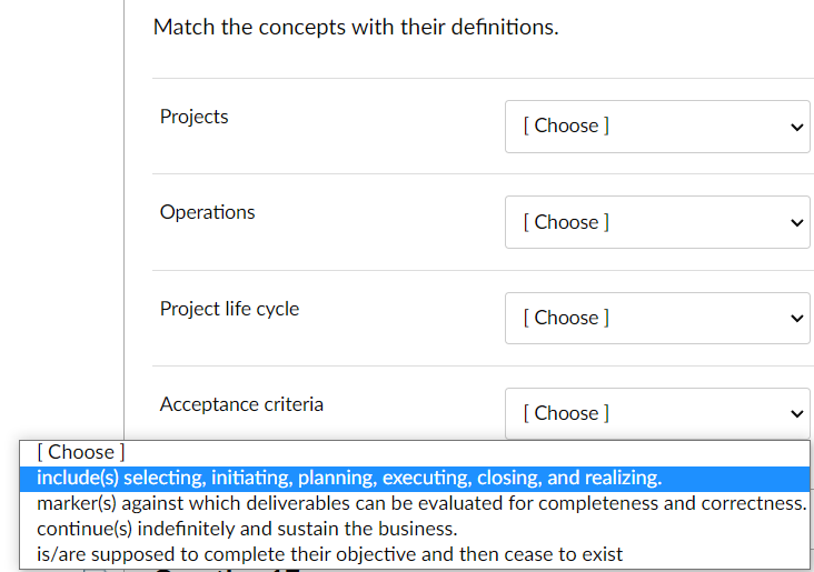 Match the concepts with their definitions.