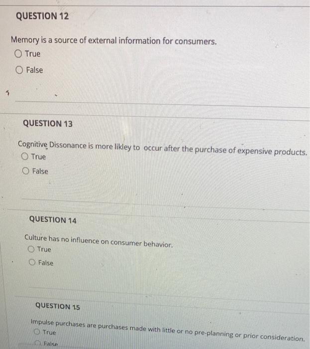 QUESTION 12 Memory is a source of external