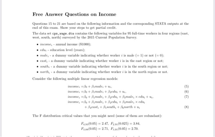 18. (5 points) Compare model (5) with model (6),