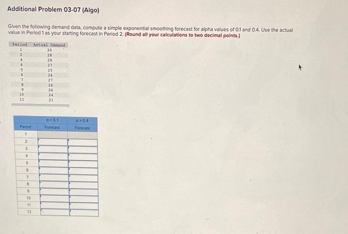 Additional Problem 03-07 (Algo) Given the