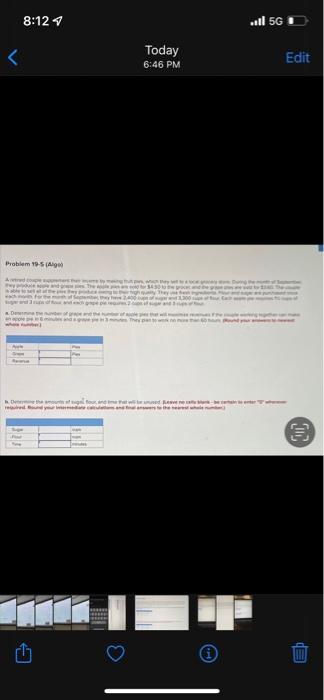 8:127 11 5G < Today 6:46 PM Edit Problem 19-5 De